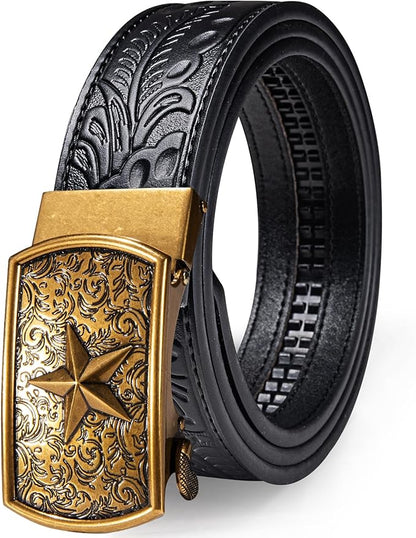 Dubulle Men's Ratchet Belt Gold/Black/Red/Green/Blue/White Automatic Buckle Business Casual Belt Gift - Adjustable Fit