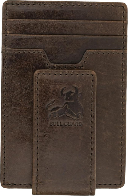 BULL GUARD Magnetic Money Clip Men's Wallet Crafted from Genuine Leather, Slim Front Pocket Minimalist Card Case RFID Secure | Magnetic Money Clip, Slim, Front Pocket, Minimalist, Card Case