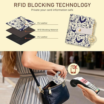 Jogjam Goth Bat Rfid Ladies Wallet, Small Slim Thin Compact Credit Card Women Wallet, Gothic Horror Halloween PU Leather Bifold Cash Zipper Coin Pocket ID Window fot Female