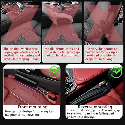 2PCS Car Seat Gap Filler Organizer – No Drop Seat Guard for Cars & SUVs | Universal Fit, Durable & Easy Install | Prevents Phone, Keys, Wallet from Falling Between Seats (Black)