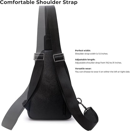 Alldaily Large Sling Bag for Women Crossbody Purse Leather Fashionable Trendy Chest Bag for Travel, Fanny Pack (Black)