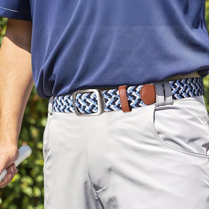 XZQTIVE Braided Belt Stretch Belt for Men and Women Multicolored Woven Golf Belt Elastic Jean Belts