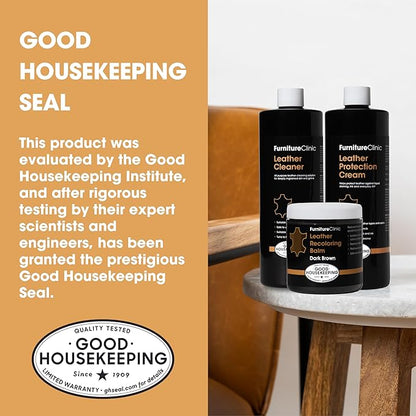 Furniture Clinic Leather Complete Restoration Kit | with Leather Recoloring Balm, Cleaner, 2-in-1 Protection Cream & Conditioner, Sponge, and Cloth | Repair Kit for Furniture (Beige)