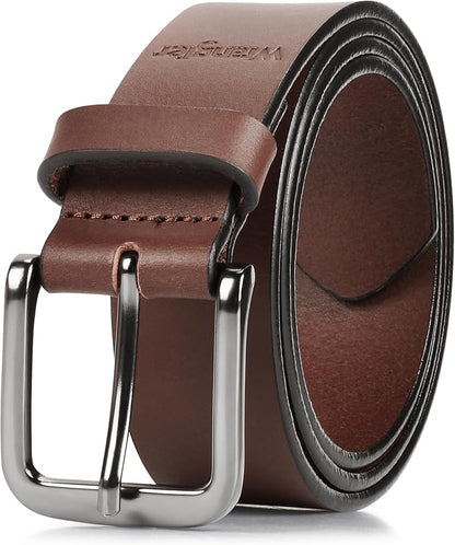 Wrangler Men’s Full Grain Genuine Leather 35mm Thick Casual Belt for Jeans, Pants