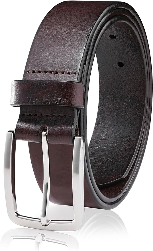 MILORDE Men's Genuine Leather Dress Belt, Handmade, 100% Cow Leather, Fashion & Classic Designs for Work Business and Casual