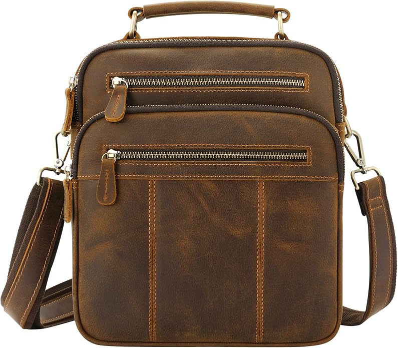 Jack&Chris Leather Messenger Bag for Men, Man Purse Crossbody Bags for Work Business