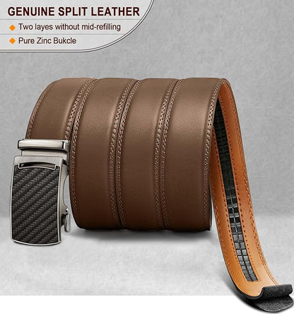 KEMISANT Belt Men, Sliding Ratchet Belt Genuine Leather For Gift Mens Dress Pants Oxfords,Size Adjustable