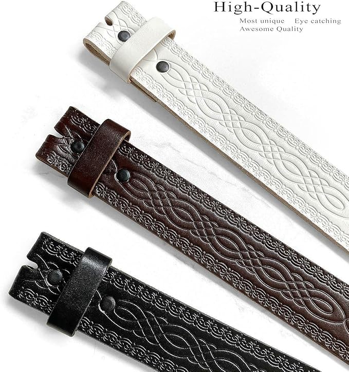 Genuine Full Grain Western Engraved Tooled Leather Strap or Belt 1-1/2" Wide
