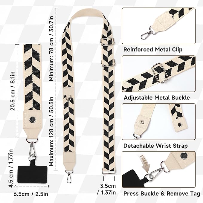 FUVLIFE Phone Lanyard Crossbody Wrist Strap, Adjustable Clip and Go Strap for Phone with Wallet Crossbody, Phone Strap with Zippered Pouch, Universal Hands-Free for All Cell Phone