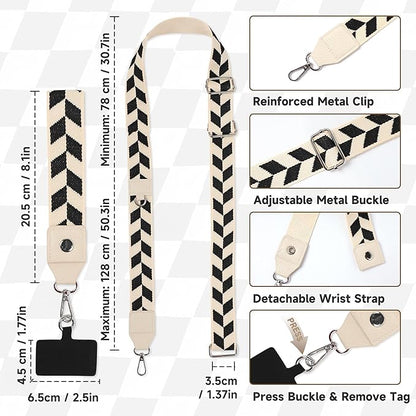 FUVLIFE Phone Lanyard Crossbody Wrist Strap, Adjustable Clip and Go Strap for Phone with Wallet Crossbody, Phone Strap with Zippered Pouch, Universal Hands-Free for All Cell Phone