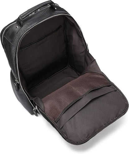LANNSYNE Men Vinatge Full Grain Leather Backpack Fits 17.3" Laptop, Travel Overnight Daypacks - Black