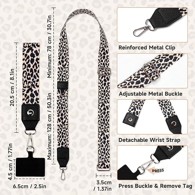 FUVLIFE Phone Lanyard Crossbody Wrist Strap, Adjustable Clip and Go Strap for Phone with Wallet Crossbody, Phone Strap with Zippered Pouch, Universal Hands-Free for All Cell Phone