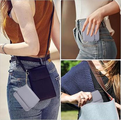Women Small Wallet RFID Blocking Slim Wallet with Coin Pocket Tri-Fold Credit Card Holder with ID Window and Keychain (Purple)