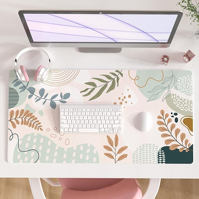 Colorful Star Large Mouse Pad, Abstract Botanical Waterproof Desk Mat, Boho Computer Gaming Mouse Pad, Minimalist XXL Full Desk Mousepad Non Slip Desk Pad for School Office Home 31.5" x 15.7"