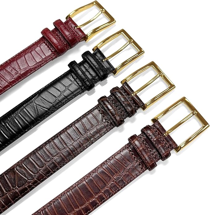 Men's Oil-Tanned Genuine Leather Dress Classic Belt 1-1/8"(30mm) or 1-3/8"(35mm) Wide One Piece Dress Belt