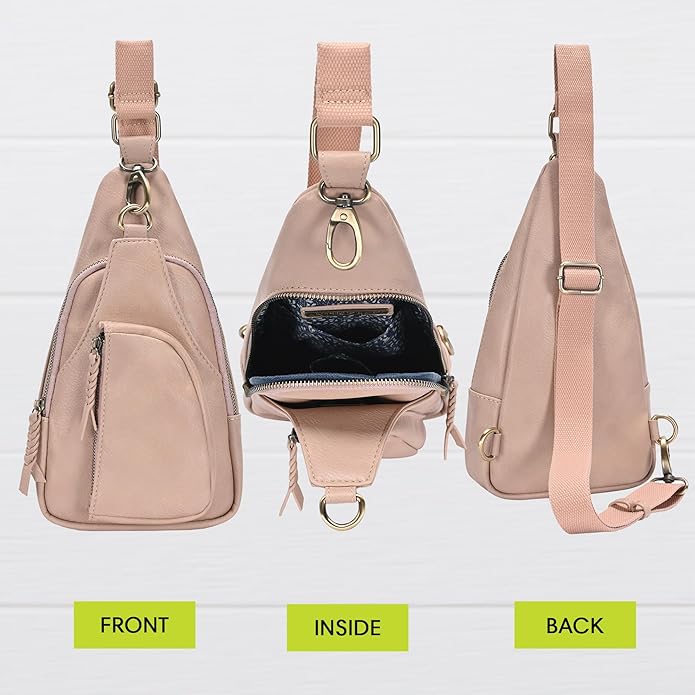 MMS Brands Antik Kraft Tasha Crossbody Sling | Vegan Leather Crossbody Bag for Women with 16-20" Strap | Sling Bags for Women