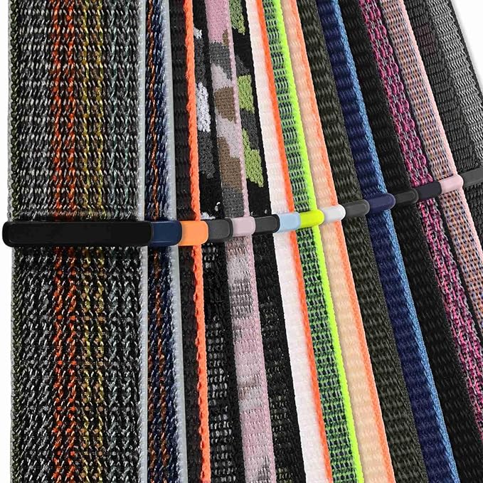 WOCCI 20mm Adjustable Nylon Watch Band, Quick Release Sport Loop Strap (Bright Yellow/Grey)