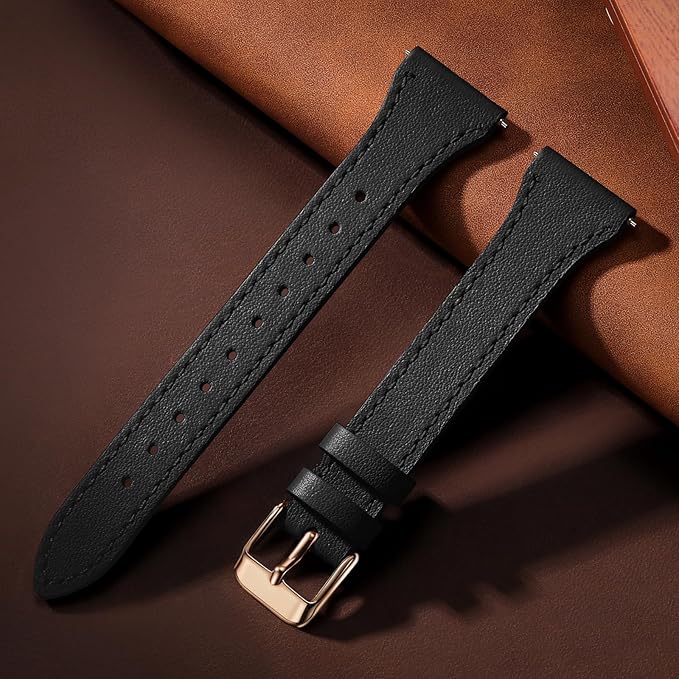 GEAK Slim Leather Band Compatible with Galaxy Watch 7 Band/6 5 4 FE 40mm 44mm/5 pro 45mm/Classic/Galaxy Active 2, 20mm Genuine Leather Strap with Quick Release Buckle for Samsung Watch Bands Women