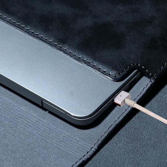 13 Inch Leather Laptop Sleeve Compatible with MacBook Neo 13" 2026 & MacBook Air/Pro 13" (M5/M4/M3/M2/M1, 2025-2018), Magnetic Buckle Closure Protective Case Cover,Black