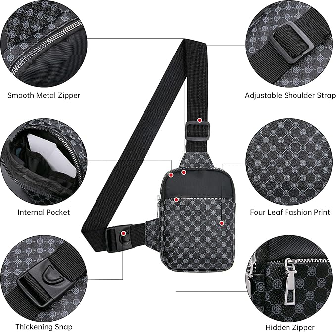 Long Keeper Mini Sling Bag - Women Men Vegan Leather Crossbody Phone Bag Waterproof Travel Running Chest Bag Casual Daypack
