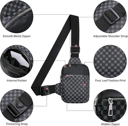 Long Keeper Mini Sling Bag - Women Men Vegan Leather Crossbody Phone Bag Waterproof Travel Running Chest Bag Casual Daypack