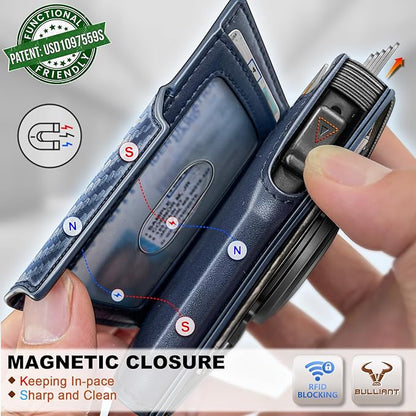 BULLIANT Men Wallet Gift Boxed,Slim Front Pocket Wallet Money Clip Card Holder 3.8"x2.7",Pop-up Access