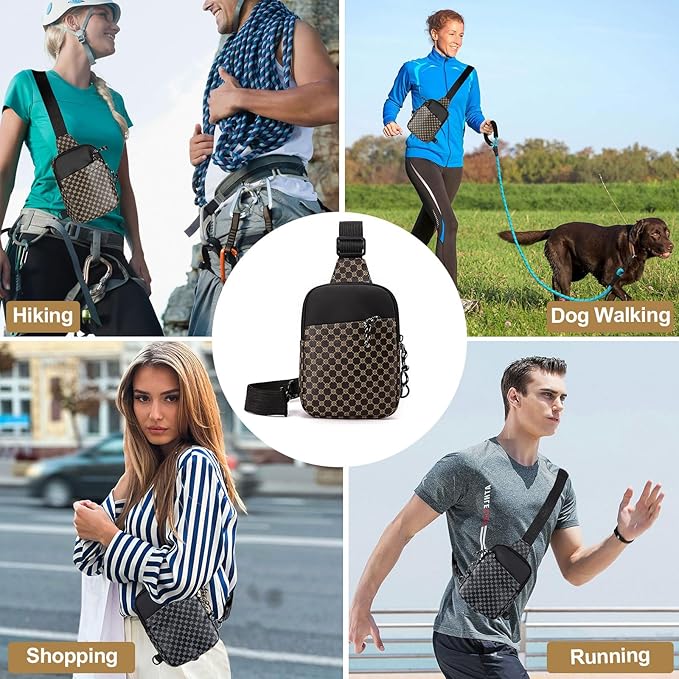 Long Keeper Mini Sling Bag - Women Men Vegan Leather Crossbody Phone Bag Waterproof Travel Running Chest Bag Casual Daypack