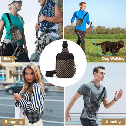 Long Keeper Mini Sling Bag - Women Men Vegan Leather Crossbody Phone Bag Waterproof Travel Running Chest Bag Casual Daypack