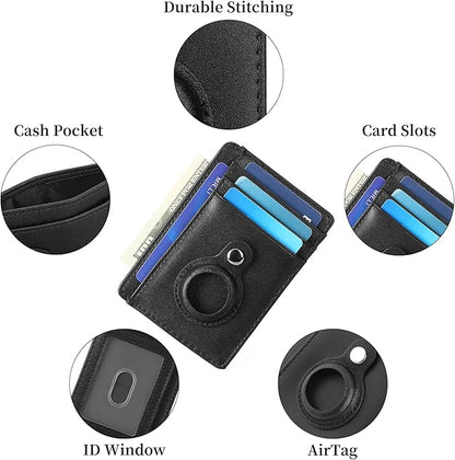 Slim Minimalist Wallet PU Genuine Leather Carbon Fiber RFID Blocking Front Pocket Wallet for Men Women Lightweight Credit Card Holder