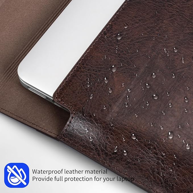 13 Inch Leather Laptop Sleeve for MacBook Neo (Apple A18 Pro) & MacBook Air 13 Inch M5 M4 M3 M2 M1 & MacBook Pro 13 Inch M2 M1,Protective Case Cover with Magnetic Closure,Vintage Mocha Brown