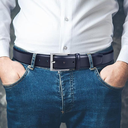 Mens Genuine Leather Dress Belt Classic Casual Belt with Single Prong Buckle for Jeans Pants Work and Business