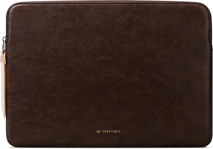 Comfyable Slim Laptop Sleeve Compatible with 13 Inch MacBook Air 13 in M5 M4 M3 M2, 13" MacBook Pro/Neo, PU Leather Bag Water-Resistant Cover Case, Briarwood