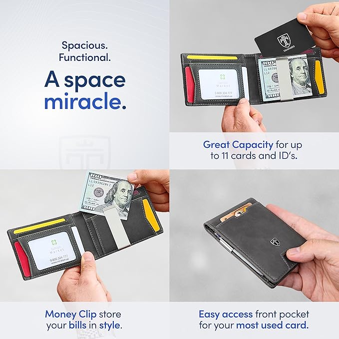 TRAVANDO Mens Wallet with Money Clip AUSTIN RFID Blocking Bifold Credit Card Holder for Men with Gift Box