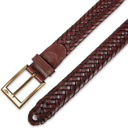 DOCKERS Men's Braided Leather Belt, Fully Adjustable Casual Strap for Everyday Wear
