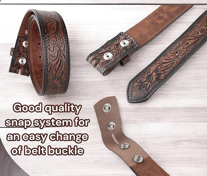 F&L CLASSIC Western Belt without buckle for men – Full Grain Leather Cowboy Belts for jeans - One Piece Leather strap belt