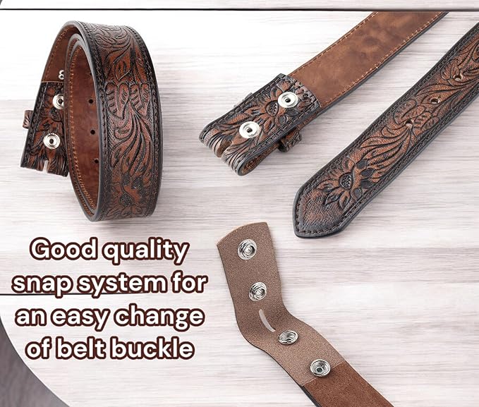 F&L CLASSIC Western Belt without buckle for men – Full Grain Leather Cowboy Belts for jeans - One Piece Leather strap belt