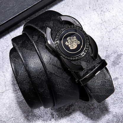 Dubulle Designer Ratchet Belt for Men Leather Fashion Adjustable Automatic Buckle Sliding Removable Dress Casual