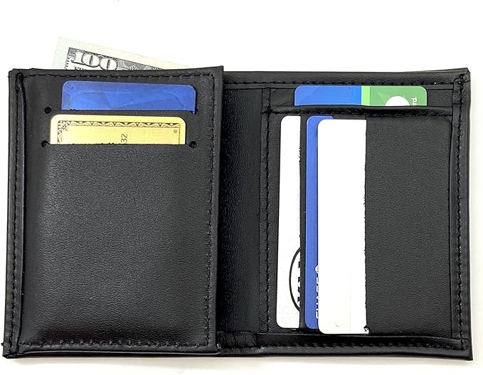 Perfect Fit Shield Wallets Shield with Eagle Police and Security Fits for Blackington B 296 Style Hidden Badge Wallet Leather (Cutout PF-209) Black
