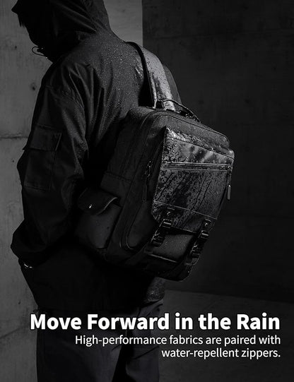 BASICPOWER Laptop Sling Bag for Men Women, Sling Backpack Crossbody Bag Fits 14 inch Computer with USB Port Anti-theft