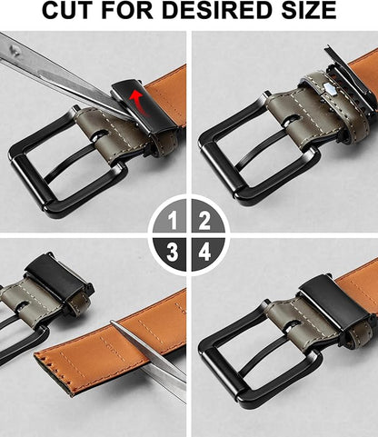 BULLIANT Men Belt,Leather Belt Adjustable For Men Dress Casual Jeans 1 3/8,Cut For Fit