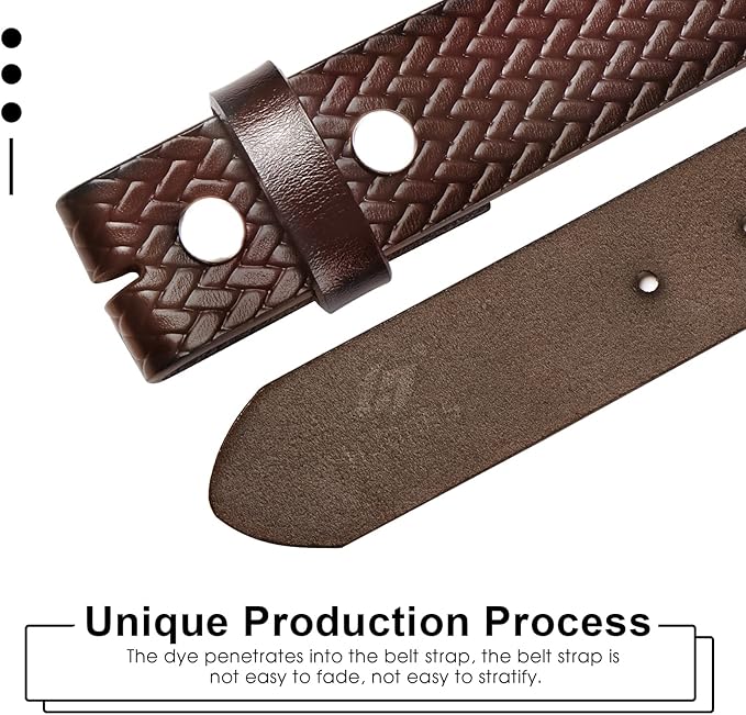 HJones Western Belts for Men without Buckle,Cowboy Belt Buckles for Men,1.5" Wide Genuine Leather Belt No Buckle