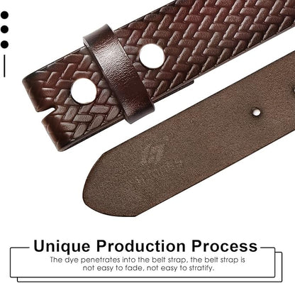 HJones Western Belts for Men without Buckle,Cowboy Belt Buckles for Men,1.5" Wide Genuine Leather Belt No Buckle