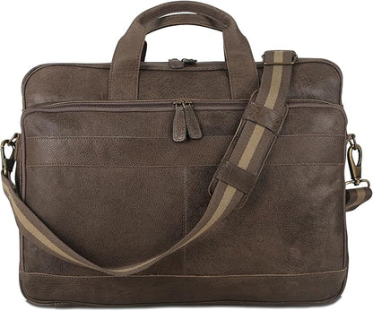 Leather briefcase 18 Inch Laptop Messenger Bags for Men and Women Best Office briefcase Satchel Bag (Grey)