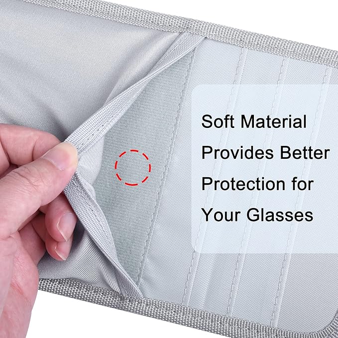 Car Sun Visor Organizer, Auto Storage Pouch with 3 CD Sleeves, Pen Holder, Strap & Pocket for Sunglass, Document, Card - Gray
