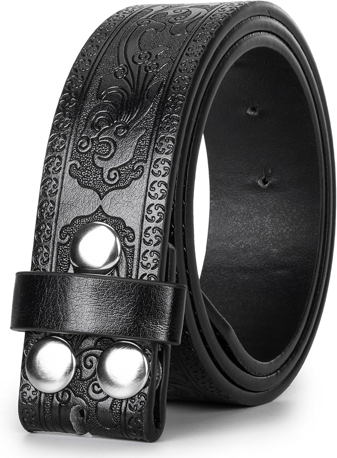 IZUS Vintage Western Belt Strap without Buckle Longhorn-Bull-Embossed Cowboy Belt for Women Men 1-1/2" Wide PU Leather Strap