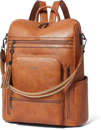 Shrrie Vegan Leather Laptop Backpack for Women 15.6 inch Work Backpack Fashion Travel Backpack Purse for Business College