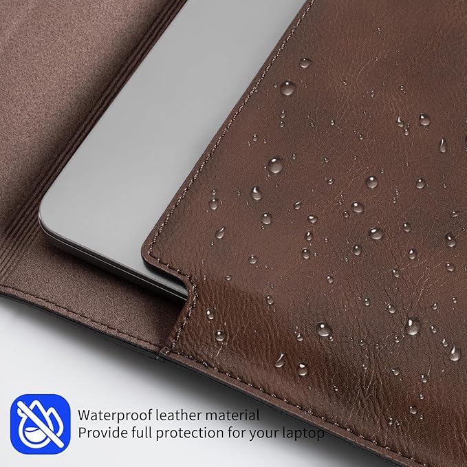 16 inch Genuine Leather Laptop Sleeve for MacBook Pro 16 Inch M5 M4 M3 M2 M1 Pro/Max＆MacBook Air 15 Inch M5 M4 M3 M2 Case,Premium Protective Case Cover with Magnetic Closure-Vintage Dark Brown
