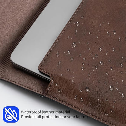 14 Inch Leather Laptop Sleeve for MacBook Pro 14 Inch M5 M4 M3 M2 M1 Pro/Max Case,Premium Protective Case Cover with Magnetic Closure-Vintage Dark Brown