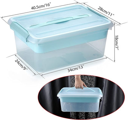 BTSKY Stack & Carry Box, Clear Plastic Storage Container Stackable Home Utility Box with Removable Tray Multi-Purpose Storage Bin for Organizing Stationery, Sewing, Art Craft Supplies(Blue)