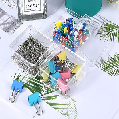Clear Square Cube Acrylic Box 4 Packs With Lid - Transparent Storage Containers for Candy, Pills, and Tiny Jewelry - 4 x 4 x 2.4 Inch